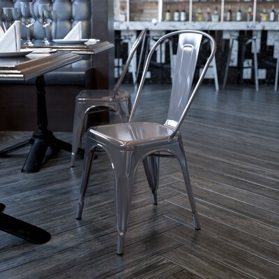 Flash Furniture Contemporary Metal Side Dining Chair, Gray (XUDGTP001)