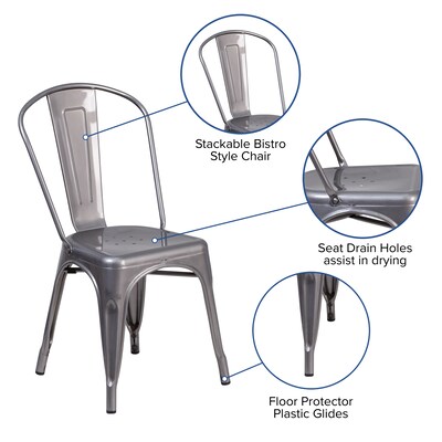 Flash Furniture Lincoln Contemporary Metal Stackable Dining Chair, Clear Coat (XUDGTP001)