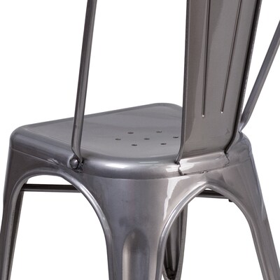 Flash Furniture Lincoln Contemporary Metal Stackable Dining Chair, Clear Coat (XUDGTP001)