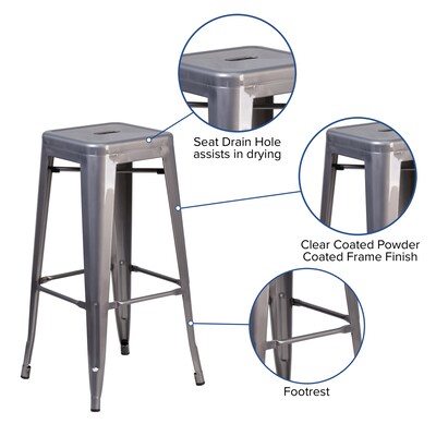 Flash Furniture Lincoln Contemporary Metal Bar Stool without Back, Clear Coated (XUDGTP000430)