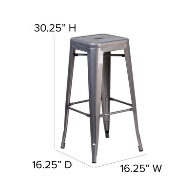 Flash Furniture Lincoln Contemporary Metal Bar Stool without Back, Clear Coated (XUDGTP000430)