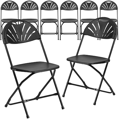 Flash Furniture HERCULES Series 800 lb. Capacity Plastic Fan Back Folding Chair 8/Pack (8LEL4BK)