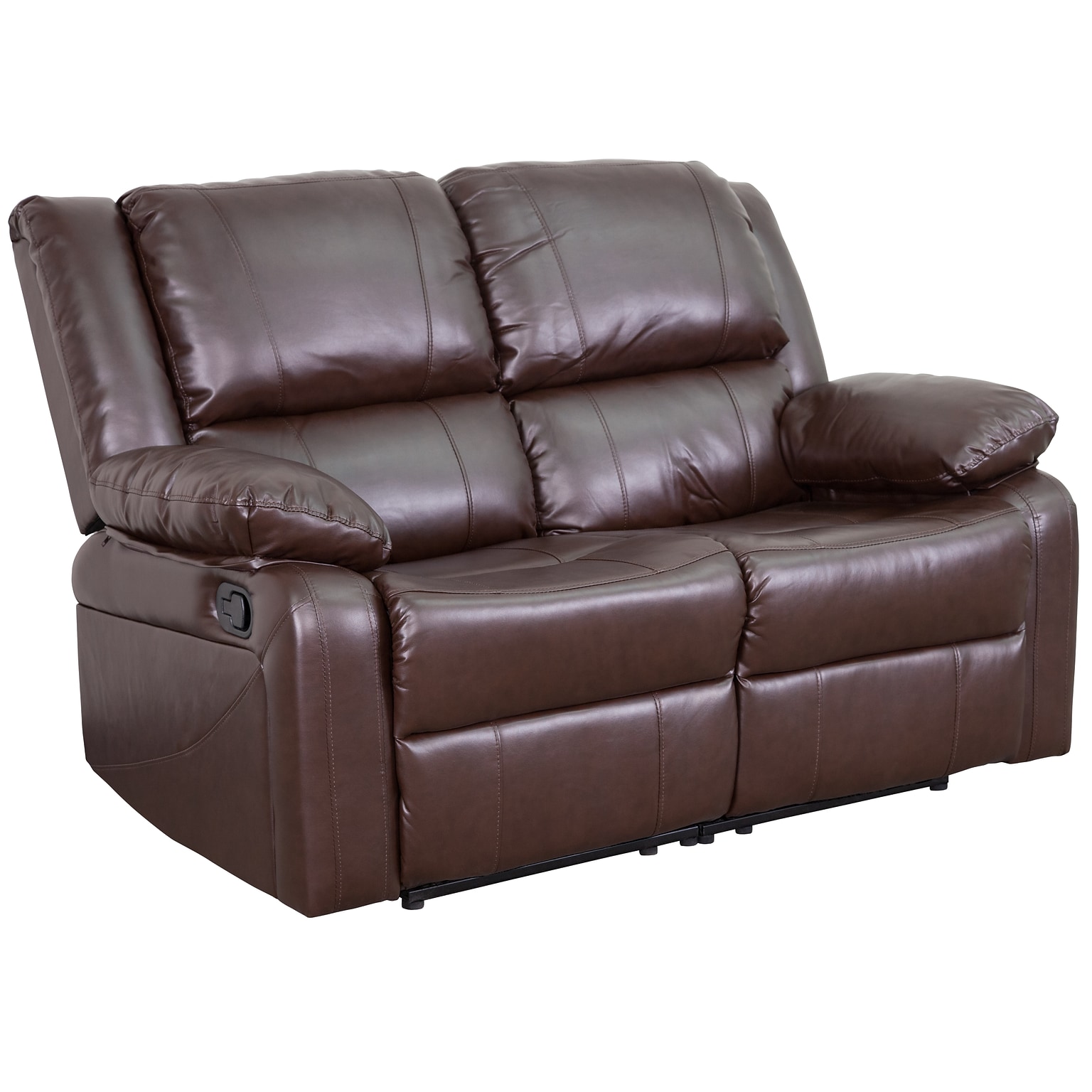 Flash Furniture Harmony Series 56 LeatherSoft Loveseat with Two Built-In Recliners, Brown (BT70597LSBN)