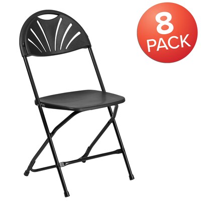 Flash Furniture HERCULES Series 800 lb. Capacity Plastic Fan Back Folding Chair 8/Pack (8LEL4BK)