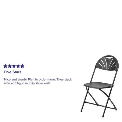 Flash Furniture HERCULES Series 800 lb. Capacity Plastic Fan Back Folding Chair 8/Pack (8LEL4BK)