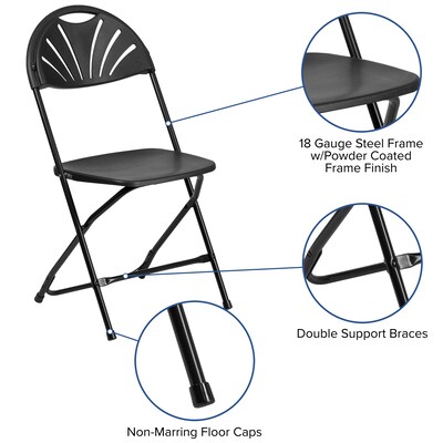 Flash Furniture HERCULES Series 800 lb. Capacity Plastic Fan Back Folding Chair 8/Pack (8LEL4BK)