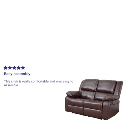 Flash Furniture Harmony Series 56" LeatherSoft Loveseat with Two Built-In Recliners, Brown (BT70597LSBN)