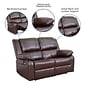 Flash Furniture Harmony Series 56" LeatherSoft Loveseat with Two Built-In Recliners, Brown (BT70597LSBN)