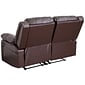 Flash Furniture Harmony Series 56" LeatherSoft Loveseat with Two Built-In Recliners, Brown (BT70597LSBN)