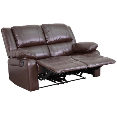 Flash Furniture Harmony Series 56" LeatherSoft Loveseat with Two Built-In Recliners, Brown (BT70597LSBN)