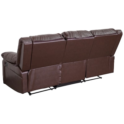 Flash Furniture Harmony Series 77" LeatherSoft Sofa with Two Built-In Recliners, Brown (BT70597SOFBN)