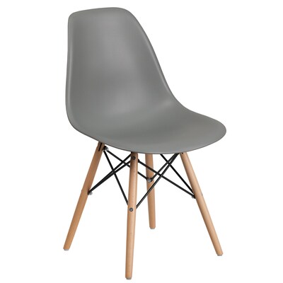 Flash Furniture Elon Series Plastic/Poly Accent Chair, Armless, Moss Gray (FH130DPPGY)