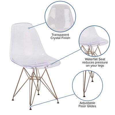 Flash Furniture Elon Series Plastic Ghost Chair, Clear (FH130CPC1)