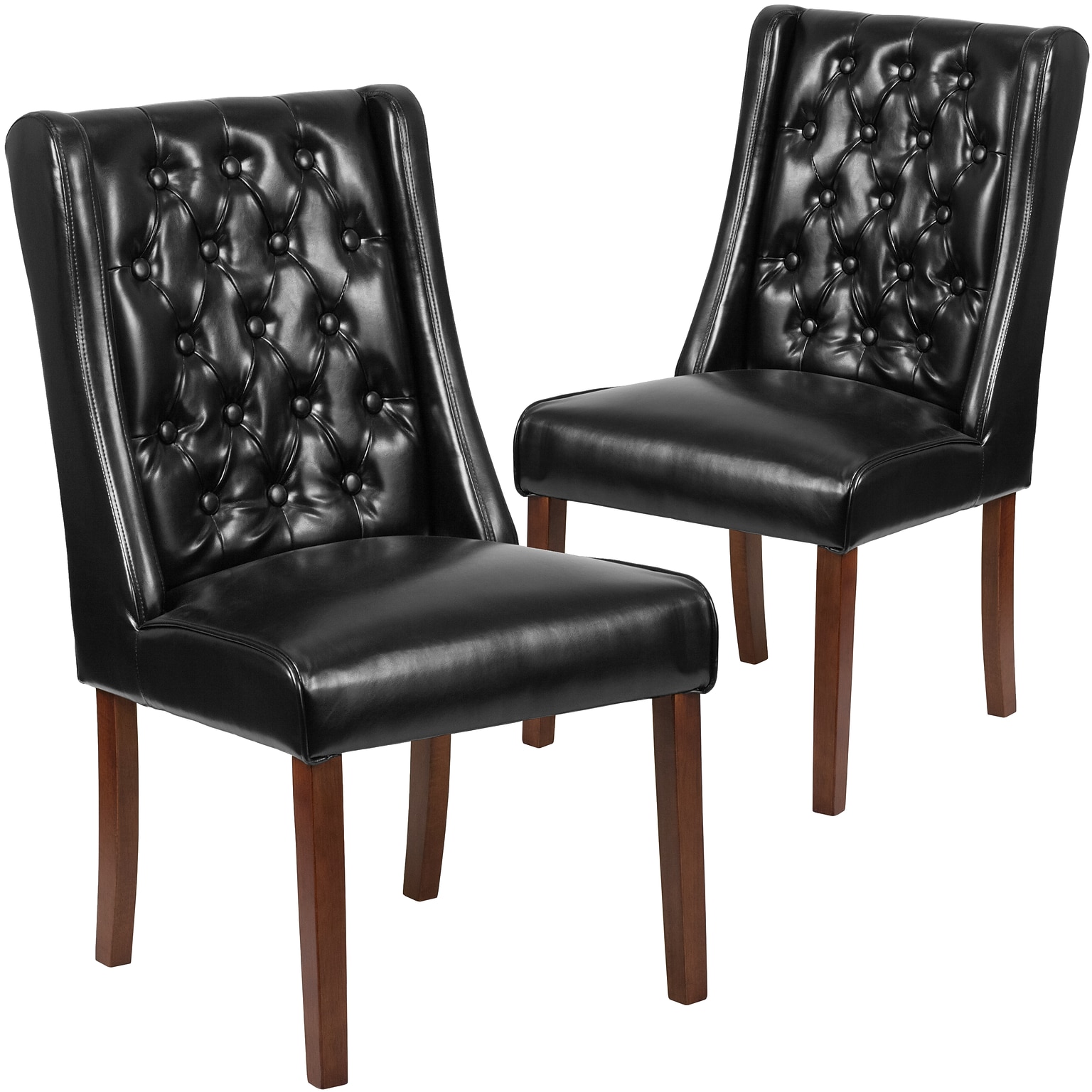 Flash Furniture Leather Tufted Parsons Chair Black 2 Pack (2QYA91BK)