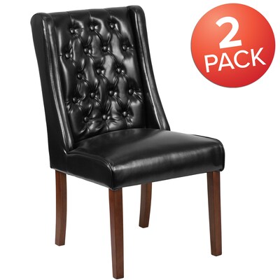 Flash Furniture Leather Tufted Parsons Chair Black 2 Pack (2QYA91BK)