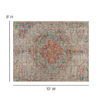 Flash Furniture Katherine Collection Polyester 120" x 95" Rectangular Machine Made Rug, Gray Multi (RCEG202102810GR)