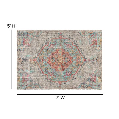 Flash Furniture Katherine Collection Polyester 85" x 60" Rectangular Machine Made Rug, Gray Multi (RCEG20210257GR)