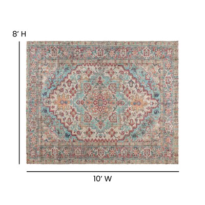Flash Furniture Katherine Collection Polyester 120" x 94" Rectangular Machine Made Rug, Blue Multi (RCEG202101810BL)