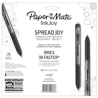 Paper Mate InkJoy Retractable Gel Pens, Medium Point, 0.7mm, Assorted Ink, 14/Pack (1951636)