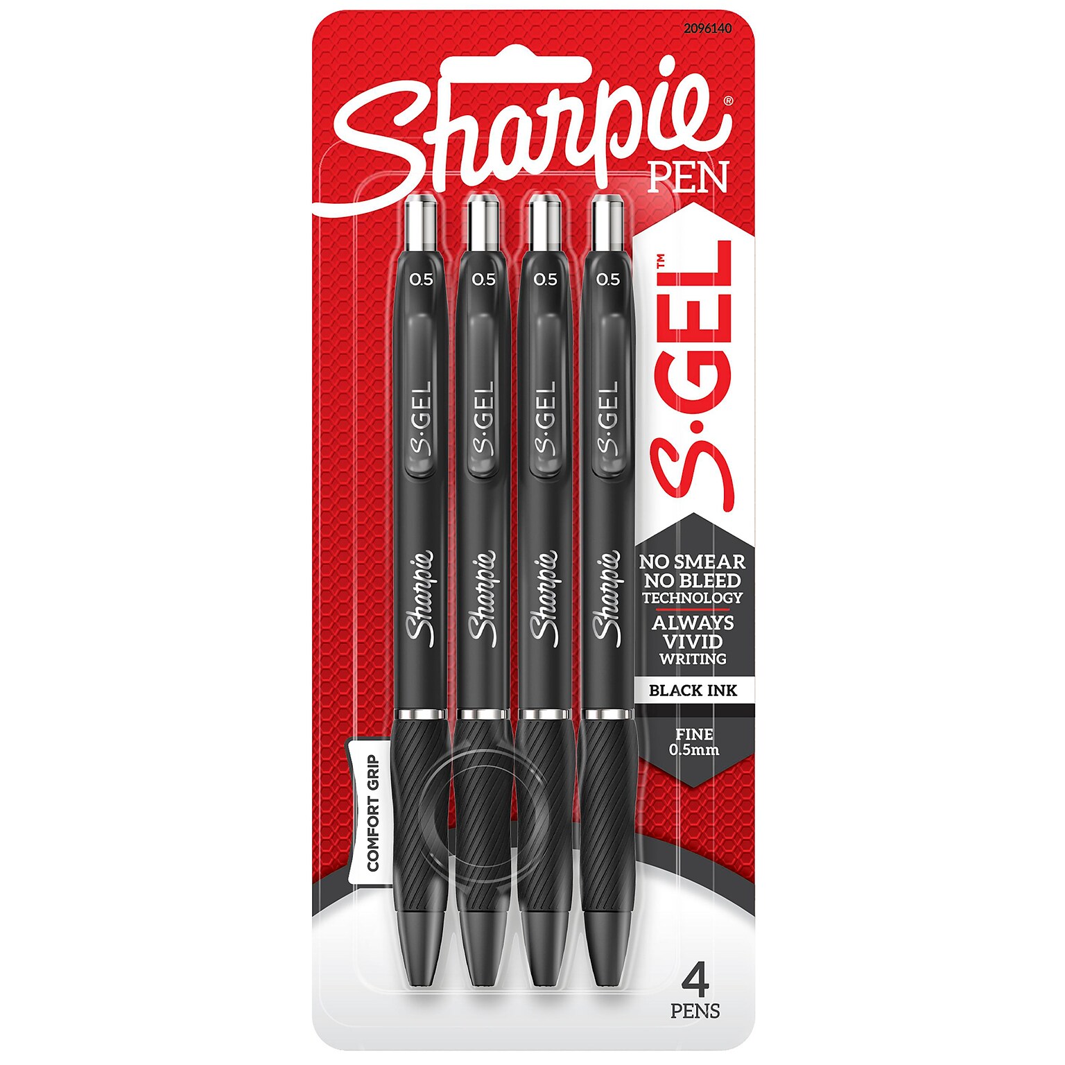 Sharpie S-Gel Retractable Gel Pen, Fine Point, 0.5mm, Black Ink, 4/Pack (2096140)