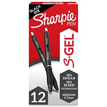 Sharpie S-Gel Retractable Gel Pen, Medium Point, Black Ink, Dozen (2096159)