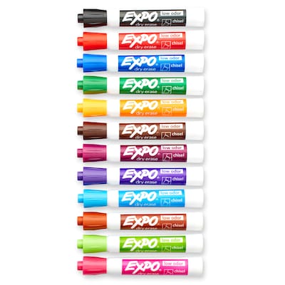 Expo Dry Erase Markers, Chisel Tip, Assorted, 12/Pack (80699)