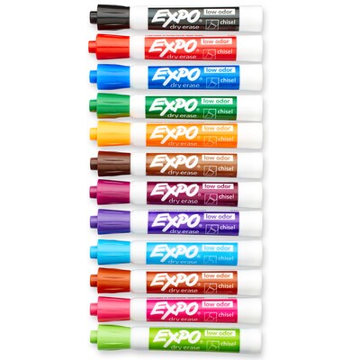 Slim Retractable Dry Erase Markers, Assorted Colors - Set of 16