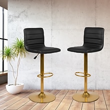 Flash Furniture Modern Vinyl Adjustable Bar Stool, Black, 2-Pieces (2CH920231BKG)