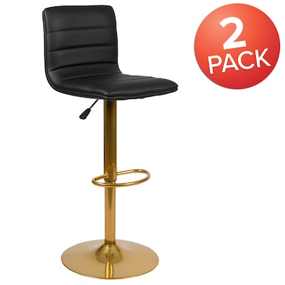 Flash Furniture Modern Vinyl Adjustable Bar Stool, Black, 2-Pieces (2CH920231BKG)