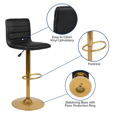 Flash Furniture Modern Vinyl Adjustable Bar Stool, Black, 2-Pieces (2CH920231BKG)