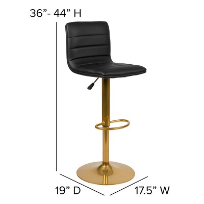 Flash Furniture Modern Vinyl Adjustable Bar Stool, Black, 2-Pieces (2CH920231BKG)