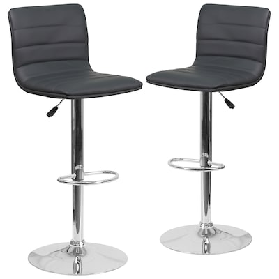 Flash Furniture Modern Vinyl Adjustable Bar Stool, Gray, 2-Pieces (2CH920231GY)