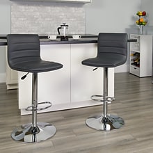 Flash Furniture Modern Vinyl Adjustable Bar Stool, Gray, 2-Pieces (2CH920231GY)