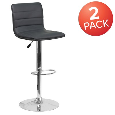 Flash Furniture Modern Vinyl Adjustable Bar Stool, Gray, 2-Pieces (2CH920231GY)