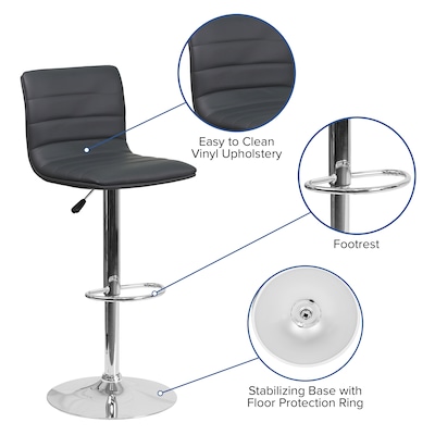 Flash Furniture Modern Vinyl Adjustable Bar Stool, Gray, 2-Pieces (2CH920231GY)