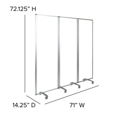 Flash Furniture Mobile Partition with Lockable Casters, 72"H x 24"W, Clear Acrylic (BRPTT013AC60183)