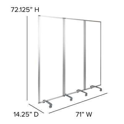 Flash Furniture Mobile Partition with Lockable Casters, 72"H x 24"W, Clear Acrylic (BRPTT013AC60183)