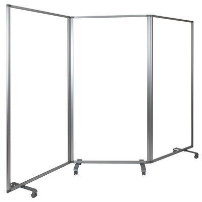 Flash Furniture Mobile Partition with Lockable Casters, 72H x 36W, Clear Acrylic (BRPTT013AC90183)