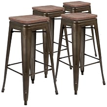 Flash Furniture Cierra Industrial Metal Indoor Bar Stool without Back, Gun Metal Gray, 4-Pieces/Pack