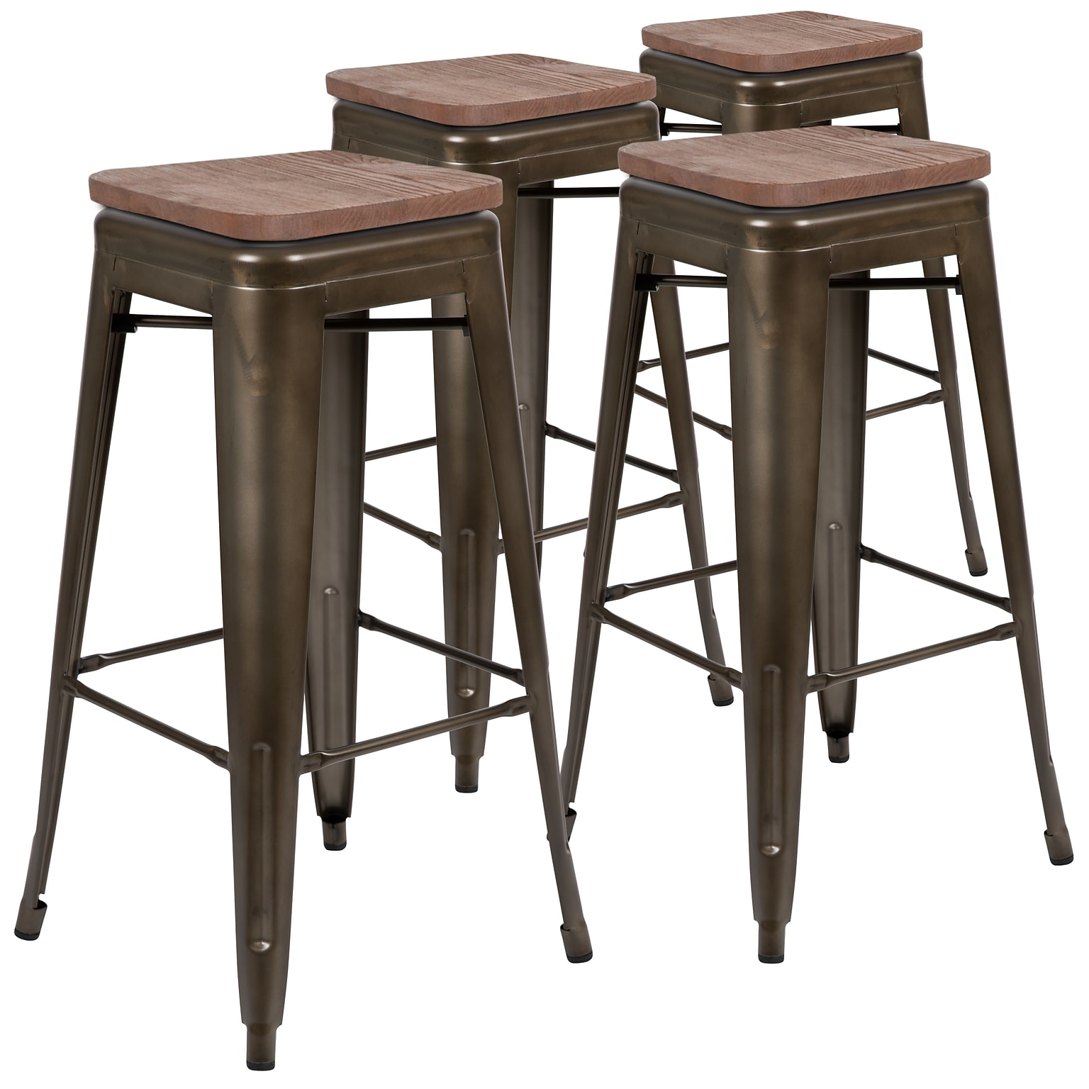 Flash Furniture Cierra Industrial Metal Indoor Bar Stool without Back, Gun Metal Gray, 4-Pieces/Pack (4ET31320W30GNR)