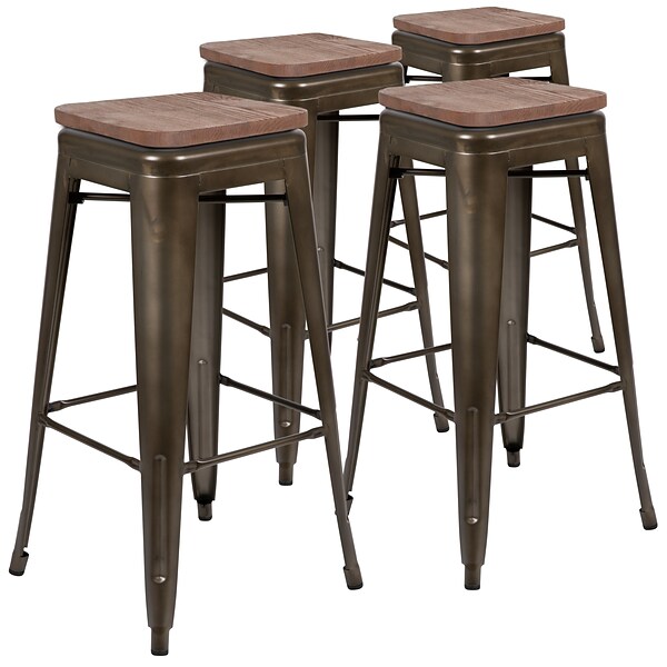 Flash Furniture Metal 30 High Indoor Bar Stool, Gun Metal Gray, 4-Pieces (4ET31320W30GNR)