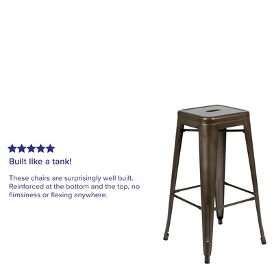 Flash Furniture Cierra Industrial Metal Indoor Bar Stool without Back, Gun Metal Gray, 4-Pieces/Pack (4ET31320W30GNR)