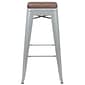 Flash Furniture Cierra Industrial Metal Indoor Bar Stool without Back, Silver, 4-Pieces/Pack (4ET31320W30SVR)