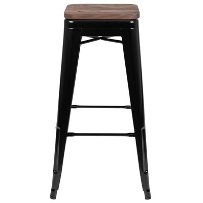 Flash Furniture Cierra Industrial Metal Indoor Bar Stool without Back, Black, 4-Pieces/Pack (4ET31320W30BKR)