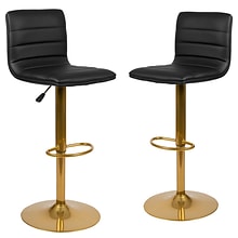 Flash Furniture Modern Vinyl Adjustable Bar Stool, Black, 2-Pieces (2CH920231BKG)