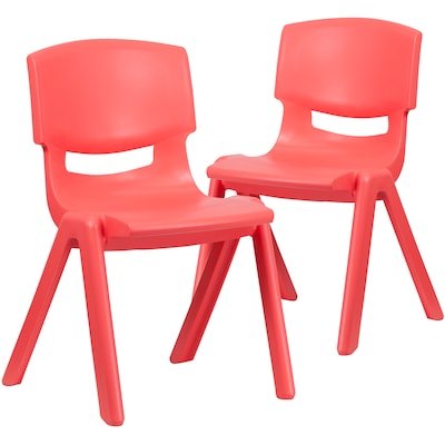 Flash Furniture Whitney Plastic Student Stackable Chair, Red, 2 Pack (2YUYCX005RED)