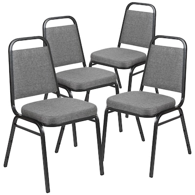 Flash Furniture HERCULES Series Fabric Banquet Stacking Chair, Gray/Silver Vein Frame, 4 Pack (4FDBH