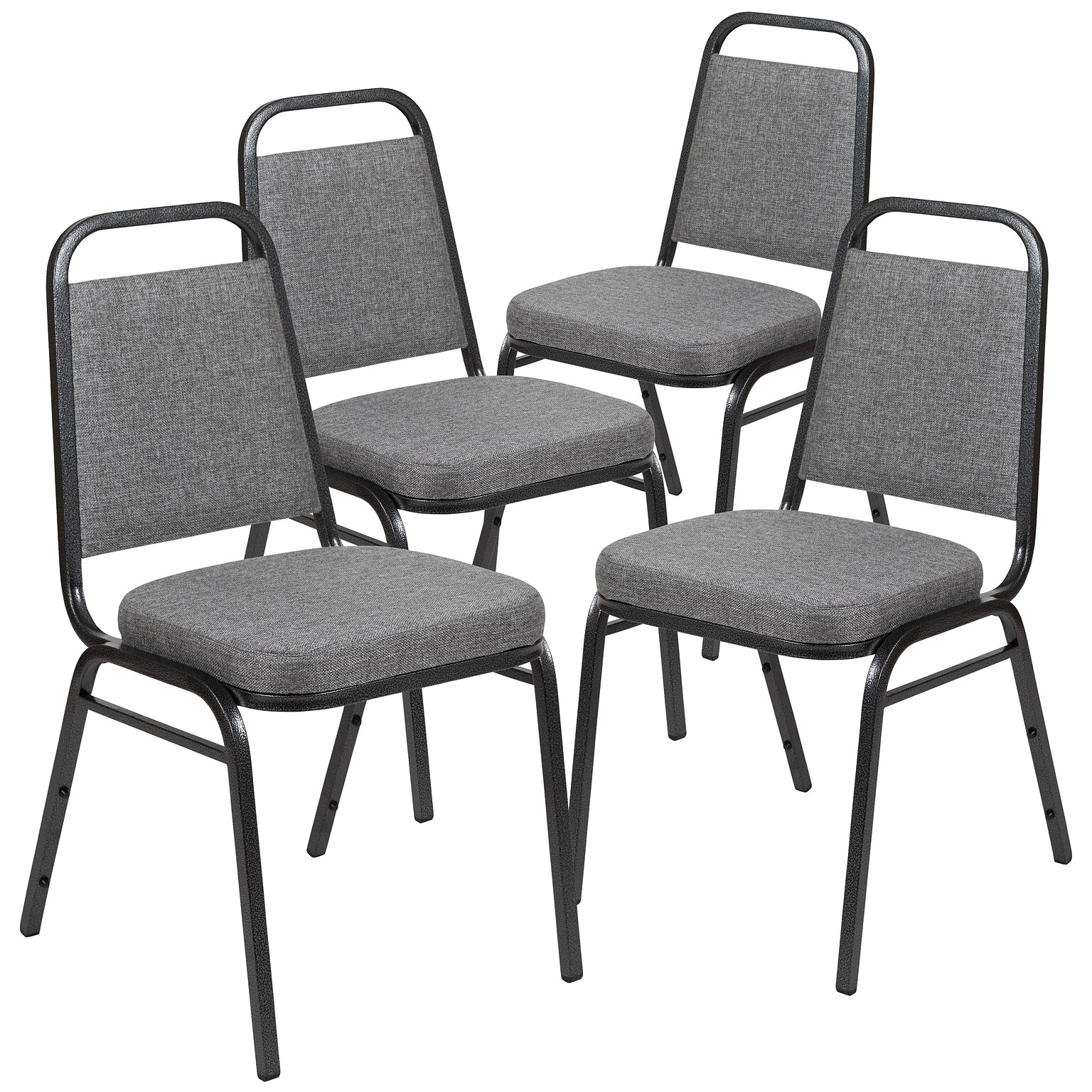 Flash Furniture HERCULES Series Fabric Banquet Stacking Chair, Gray/Silver Vein Frame, 4 Pack (4FDBHF1SVBCG)