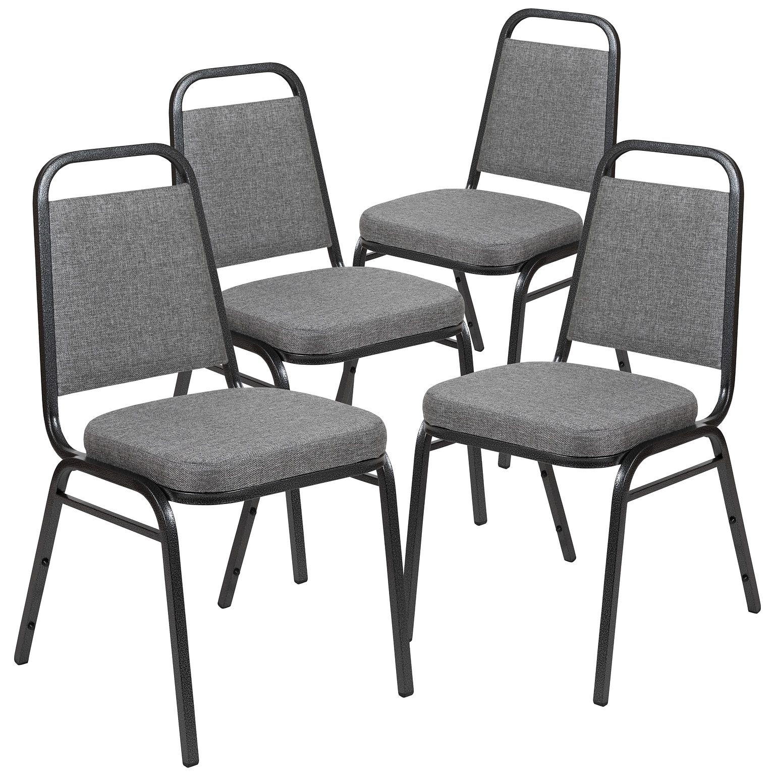 Flash Furniture HERCULES Series Fabric Banquet Stacking Chair, Gray/Silver Vein Frame, 4 Pack (4FDBHF1SVBCG)