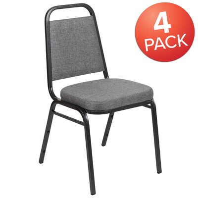 Flash Furniture HERCULES Series Fabric Banquet Stacking Chair, Gray/Silver Vein Frame, 4 Pack (4FDBH